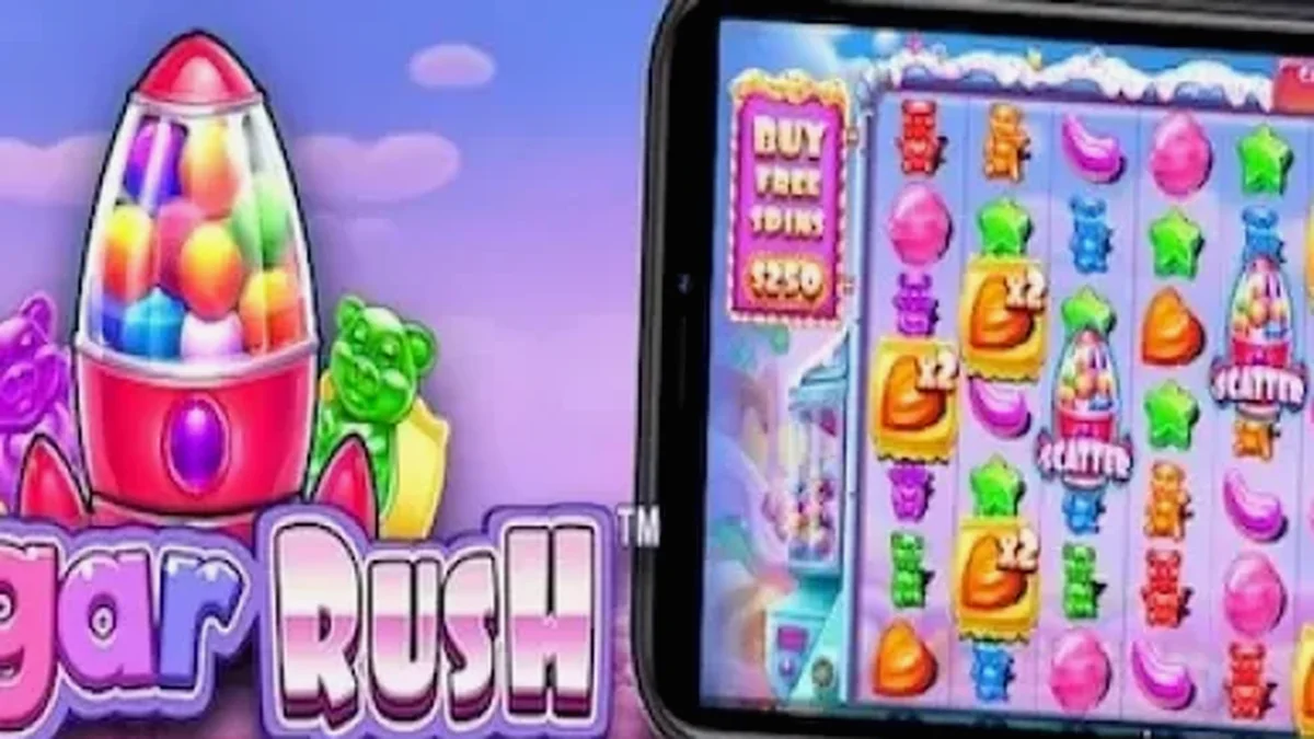 Tampilan visual cerah dan penuh warna dari slot Sugar Rush